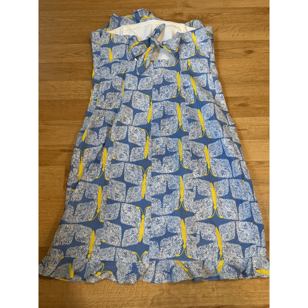 Lilly Pulitzer Blue Butterfly Print Strapless Ruffle Hem Tie Back Dress Size 4